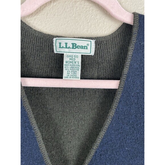 Women's Vintage LL Bean Navy Knit Button Lamb's Wool Chore Sweater M Medium - Picture 6 of 11